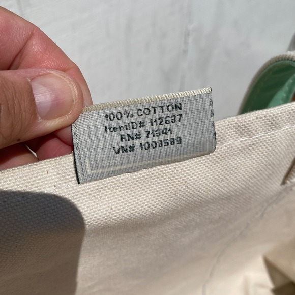 Vintage L.L. Bean Boat and Tote Bag Large 17x14x10 Canvas Mint Green Made in USA - Picture 3 of 12